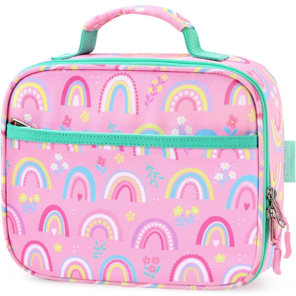 mibasies Insulated and Reusable Lunch Bag for School, Pink Rainbow